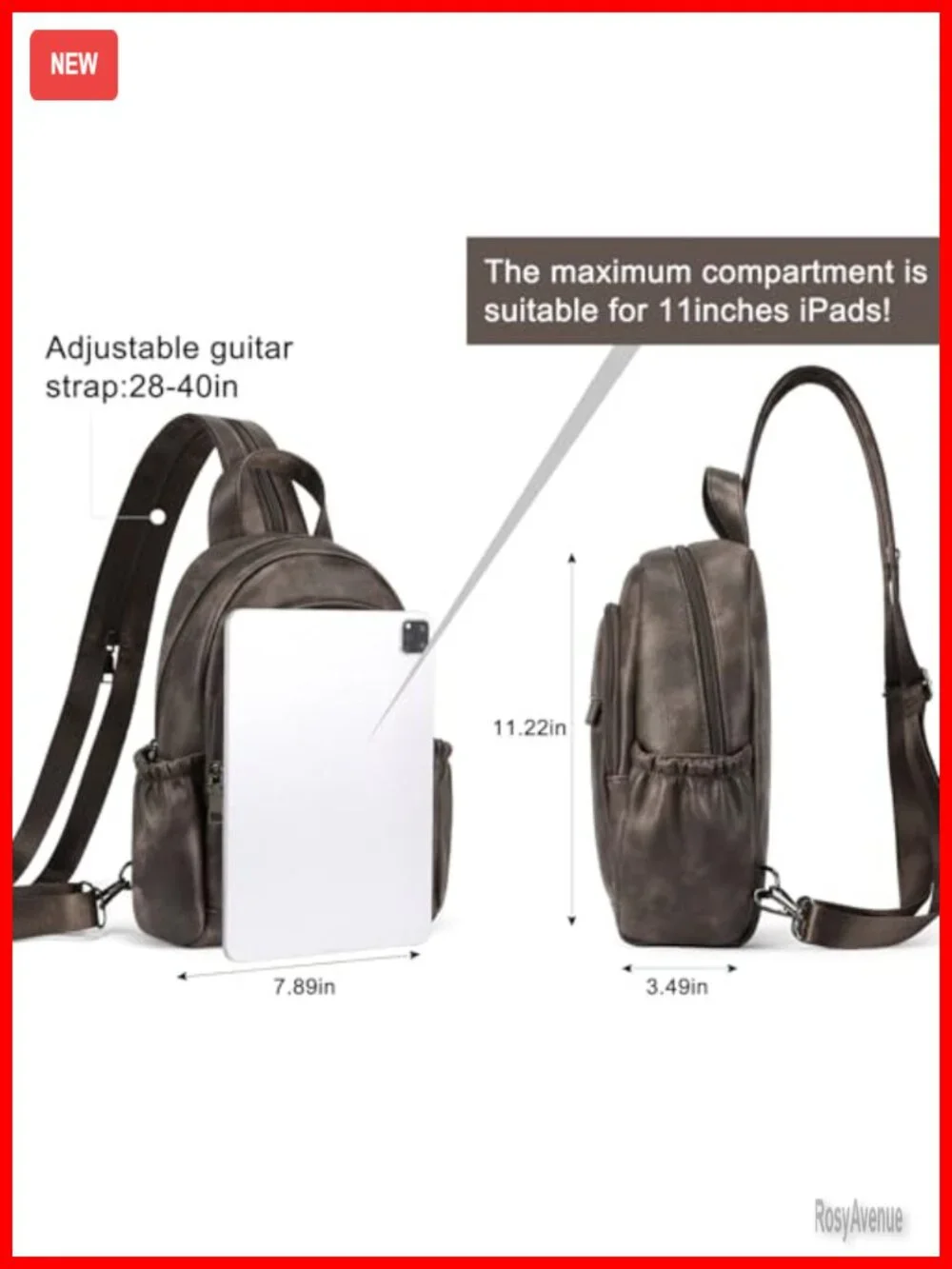 Convertible PU Leather Sling Backpack Crossbody Bag Travel Purse